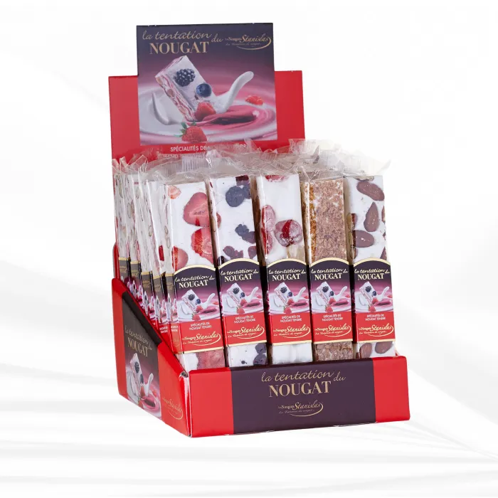 Barres de Nougat assorties (amandes, fraises, fruits confits, fruits des bois, macarons) pour professionnels